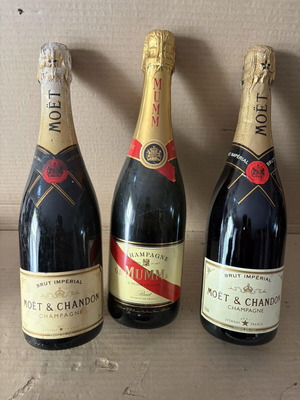 Moët & Chandon και Mumm συλλεκτικά μπουκάλια σαμπάνιας, σετ 3