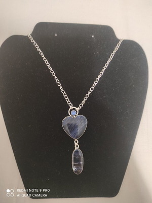 Silver Heart Necklace with Sodalite, Iolite and Topaz stones, new