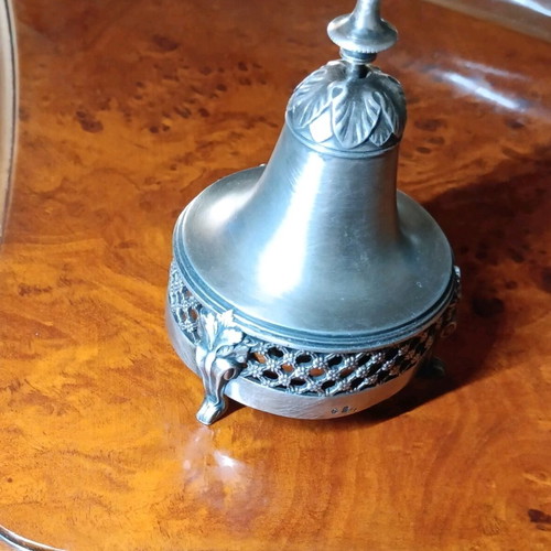 Antique reception bell silver alloy tripod like new