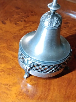 Antique reception bell silver alloy tripod like new