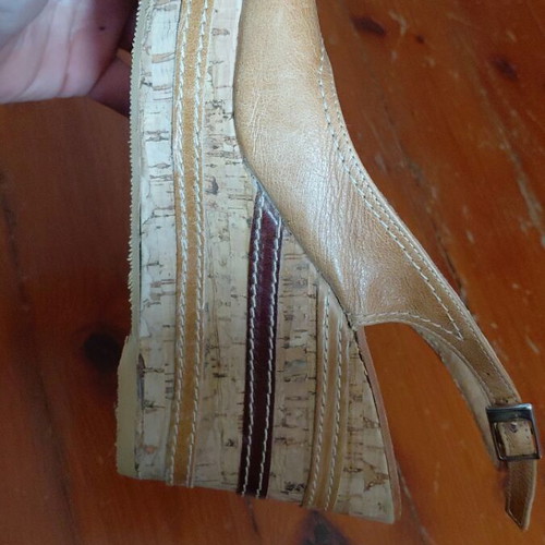 S.Piero shoes wedge sandals used, brown, size 39