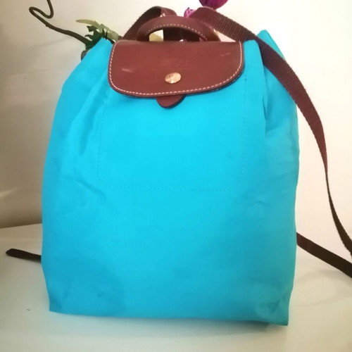 Longchamp le pliage backpack used blue turquoise