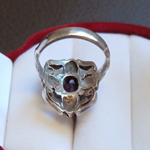 Silver gold ring with ruby, like new