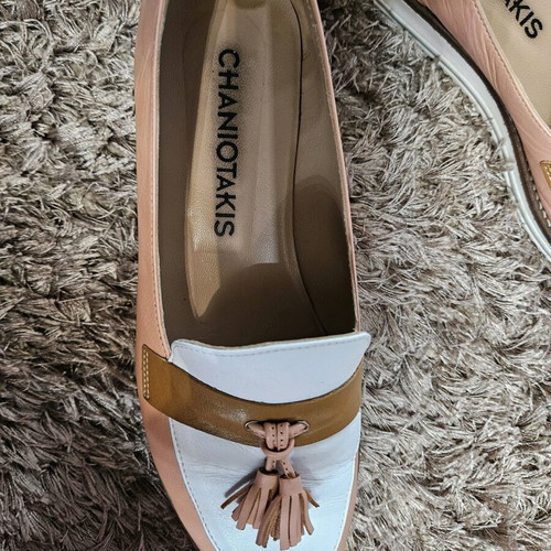 Chaniotakis women's loafers used, size 37, salmon and white