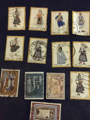 Greek collectible stamps used, pack of 13