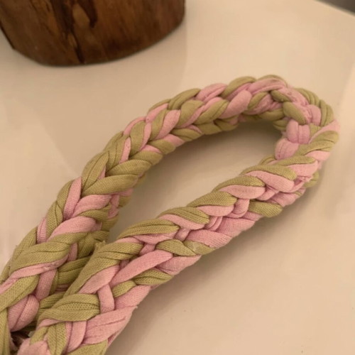 Knitted Hand Chain for Mobile with Attachment, New, Pink and Green