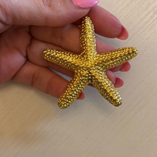 Starfish earrings used, gold color, 6.5cm diameter