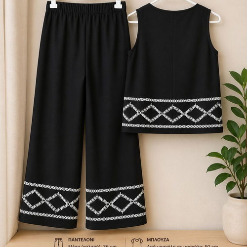 Deppy Joo Black Linen Set S/M Top and Pants like new