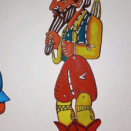 Karagiozis and Hatzivatis figures like new, handmade, painted