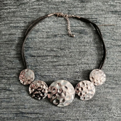 Vintage choker necklace with rings handmade, used