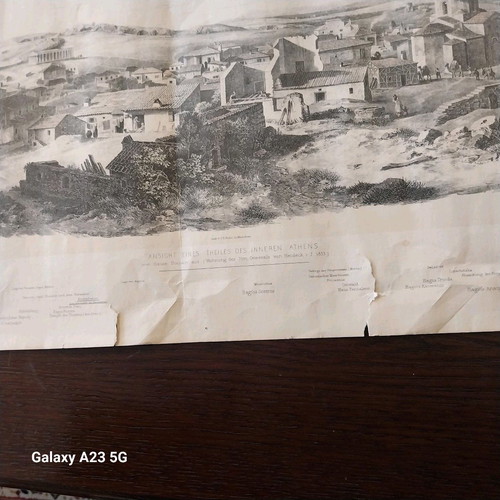 Lithography Panorama of Athens 1835 used