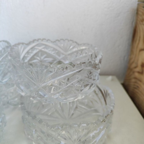 Crystal bowls set of 6 used, vintage dessert and ice cream bowls