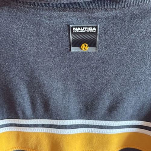 Nautica Competition vintage track jacket used, gray with yellow stripe, size S
