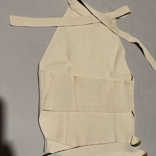 Zara beige backless top, small, sand color