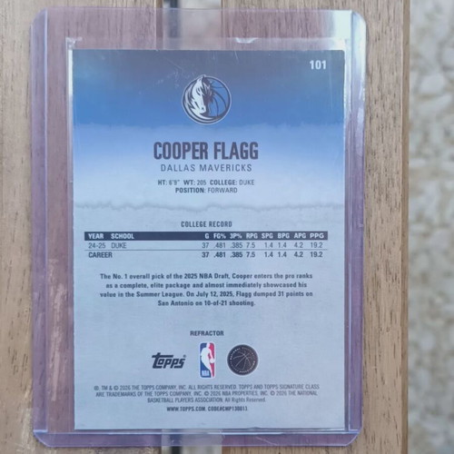 Cooper Flagg RC Topps card like new