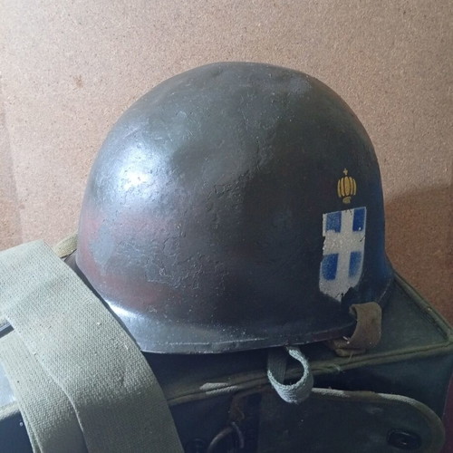 Helmet and vintage telephone used