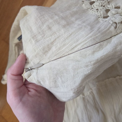 Vintage style bohemian tiered maxi skirt cream size small repair project