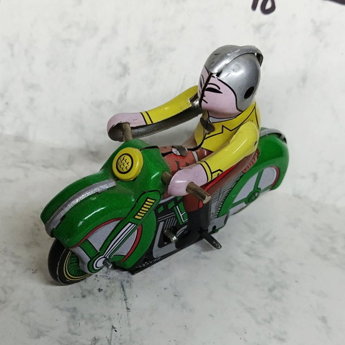 Tin wind-up motorcycle toy vintage, like new