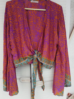 Silk shirt, orange and purple, one size