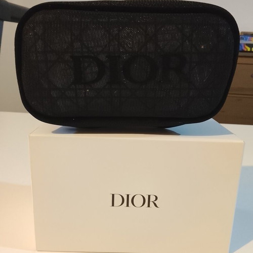 Dior Beauty Black Mesh Monogram Pouch new with box