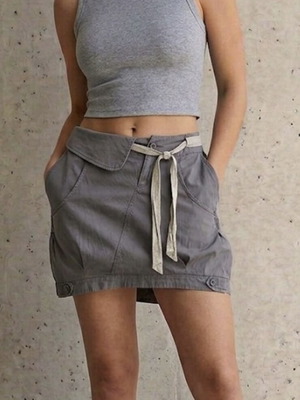 Attrattivo mini skirt like new, grey cargo with drawstring