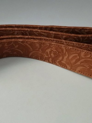 Vintage leather floral shoulder strap, bag replacement with metal clasps, like new