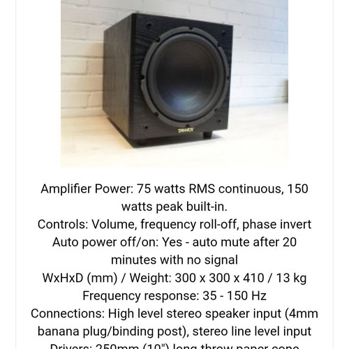 Tannoy mSUB 10 subwoofer 10 inch like new