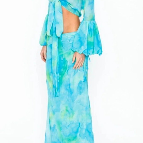 Say No More Wear skirt and top set like new, blue, medium