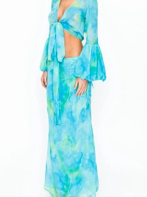 Say No More Wear skirt and top set like new, blue, medium