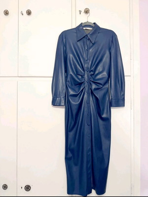 chinese dress ladies ZARA. Blue faux leather midi dress S.XS  Hibuy market