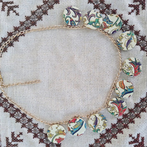 Short handmade floral printed necklace made to order