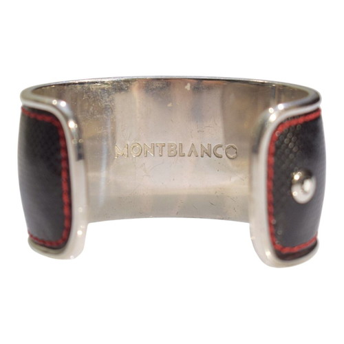 Montblanc Silver 925 Cuff Bracelet with Saffiano Leather like new