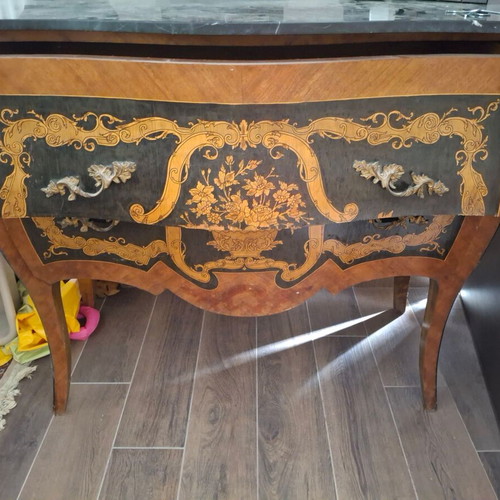 Dresser used with marble top and brass decorative details