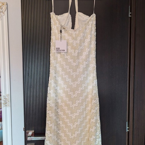 BSB long white dress with gold details new
