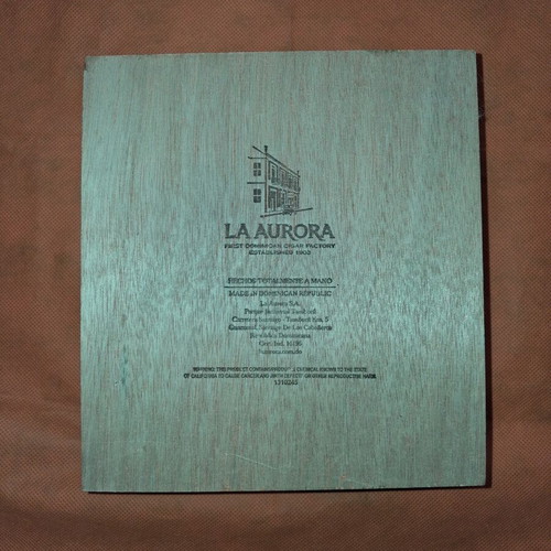 La Aurora 107 wooden cigar box used