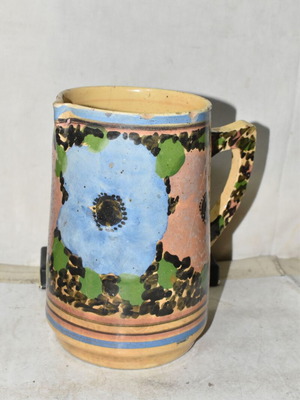 Handmade cup used with damages and crack 20x18cm