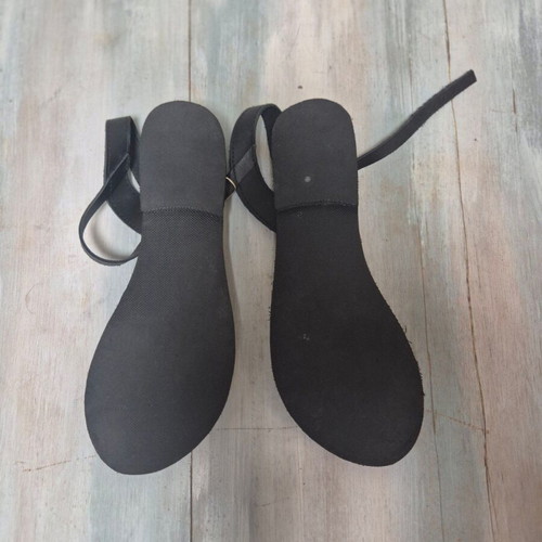 Leather black flat sandals with transparency size 40 new