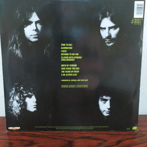 Overkill The Years Of Decay Vinyl LP album used, metal