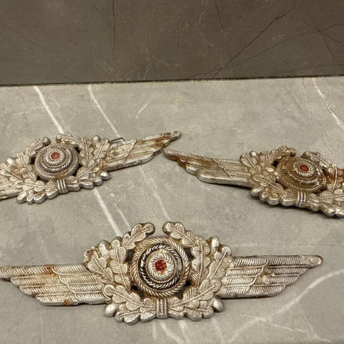 Set of 3 German Luftwaffe Wreath & Cockade Cap Badges WWII