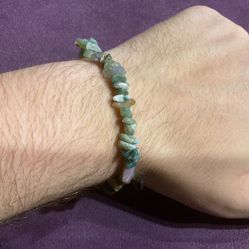 Moss Agate authentic elastic bracelet