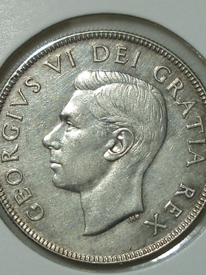 George VI 50 Canada Cents 1952 ασημένιο .800 μεταχειρισμένο