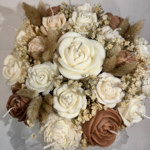 Wax flower bouquet new with wick and aroma