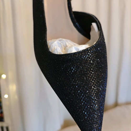 Black glitter sling-back heels size 41 like new