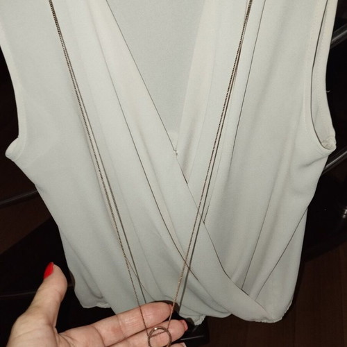 Lynne blouse like new, nude draped design with detachable chain