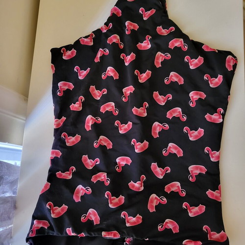 Strapless one-piece swimsuit with flamingo print, size M