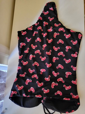 Strapless one-piece swimsuit with flamingo print, size M