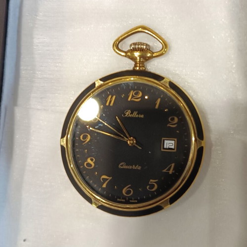Bellora quartz pocket watch new, black men's
