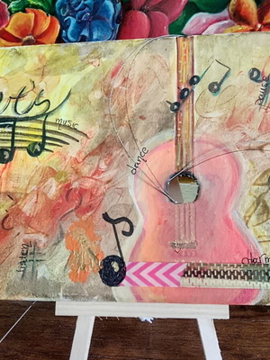 Painting with Real Guitar Strings 18x24cm New