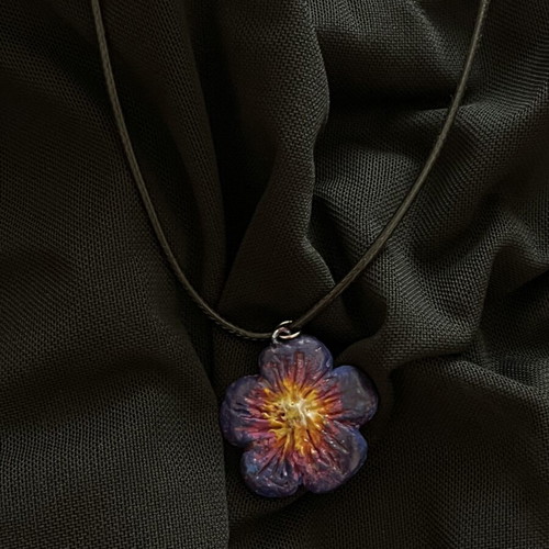 Handmade purple and blue necklace, alternative style