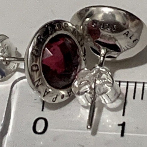 Pandora silver earrings with red stones like new